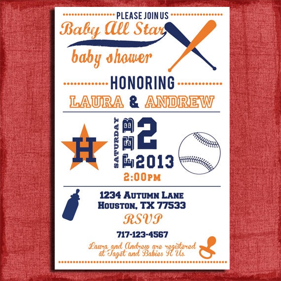 Items similar to Printable Houston Astros Baseball Themed Baby Shower ...