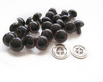 5 Pairs 15 mm Brown Plastic Doll Eyes with Metal Secure Back 5/8"