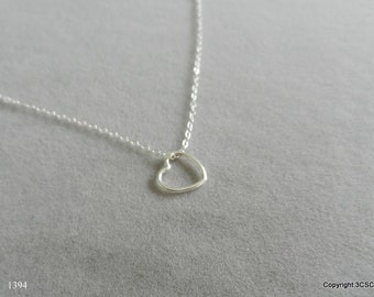 Sterling Silver floating Heart Necklace for Valentines Day