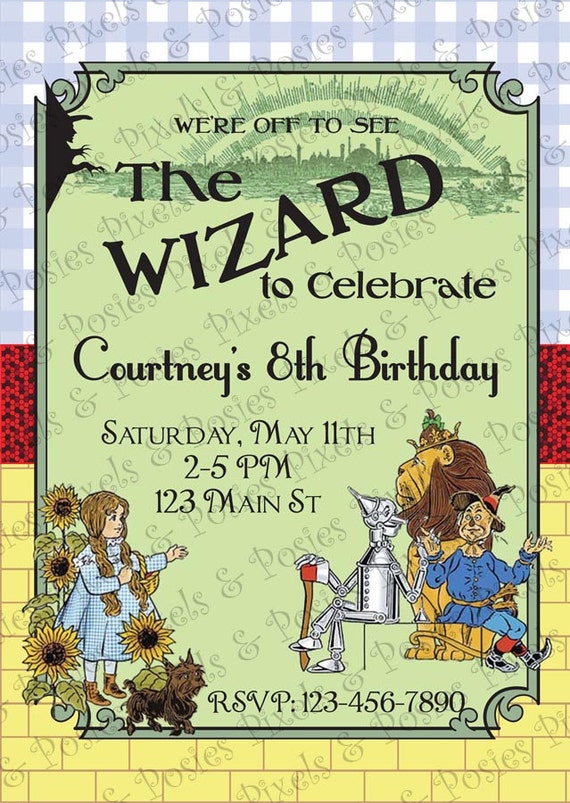 Custom Printable Invitation Print Your Own Wizard of Oz