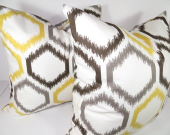 Gold ikat pillow | Etsy - Decorative Ikat Pillow,Citrine Trellis Pillow- Ikat Trellis Pillow- Throw  pillow , Ikat pillow, Yellow, Gray And Brown- White Pillow