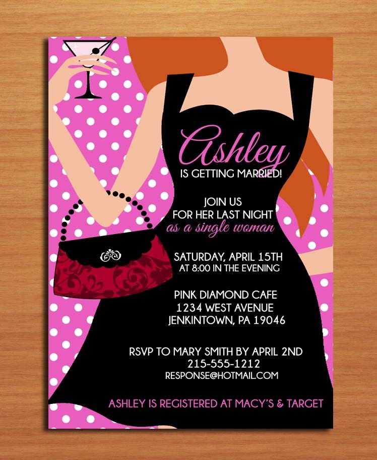 Little Black Dress Customized Printable Bachelorette Party Invitations