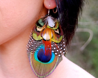 FOREST DREAMS Peacock Feather Earrings SALE