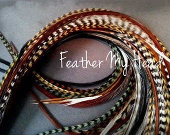 50 Pc. Feather Hair Extension Natural Grizzly Feathers 9-12 Inches Long SPECIAL ONLY 25 AVAILABLE