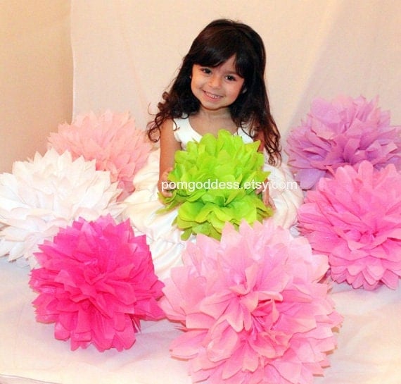 7 Tissue Poms - Birthday Decor - Nursery Decor - Hanging Decor - Room Decor - Photo Prop Il_570xn