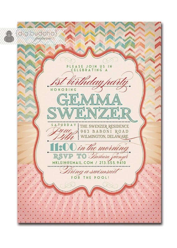 Vintage First Birthday Invitations 2