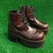90s Muro Welt Burgundy Platform Chunky Heel Leather Boots Size 7