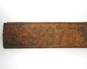 Vintage Kansas Metal License Plate Rusted and Naturally Distressed 1932