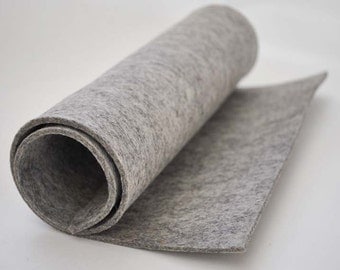 Thick Wool Felt, 3mm, 100% wool (30x50cm) - Blueben Light Grey