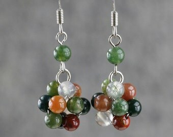 Fancy Agate stone drop earrings Free US Shipping handmade Anni Designs