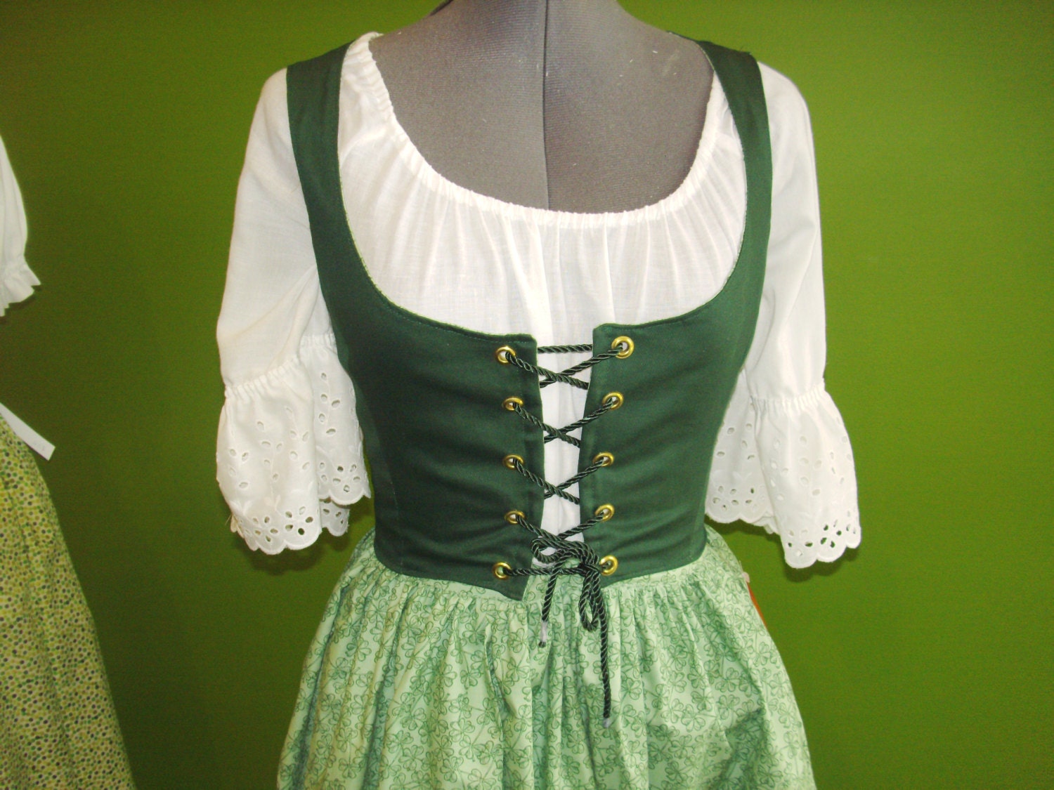 Irish Peasant Dress With Shamrock Print