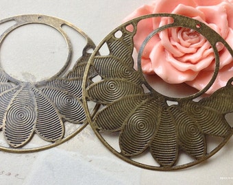 55 mm Antiqued Bronze Base Connectors / Earring Sets (.nm)