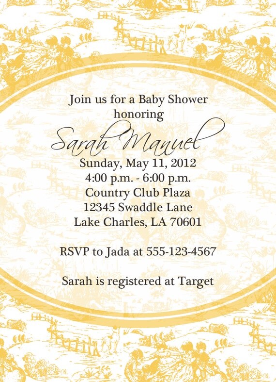 Vintage Toile Printable Invitation - Baby Shower, Bridal Shower, Birthday Il_570xn