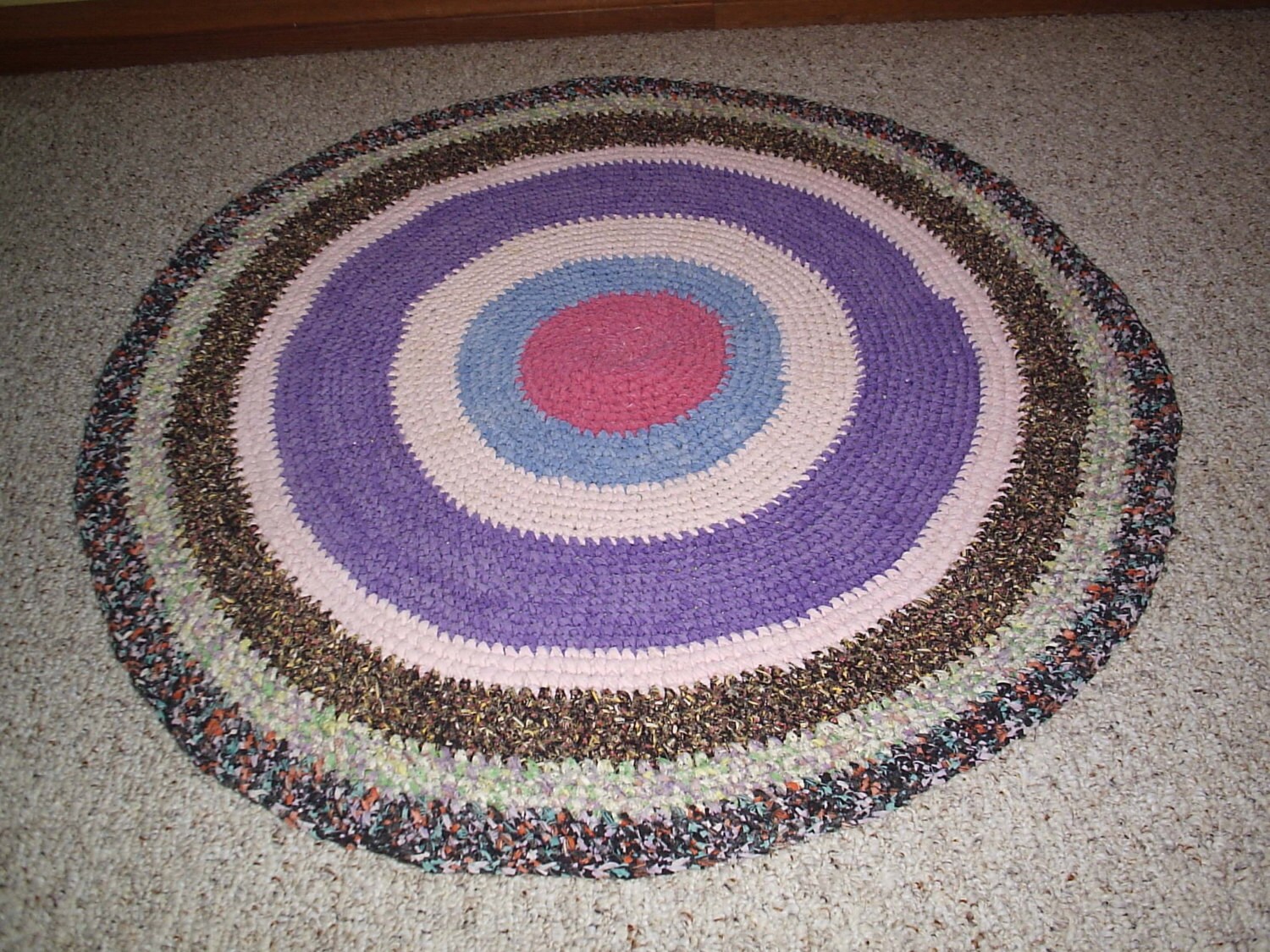 Vintage antique hand crafted round rag rug. Choose by rteacher03