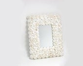 Beach House Decor -  Large White Shell Mirror and  Picture Frame
