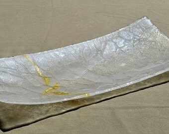 Crackle Fused Glass Plate - Eisberg