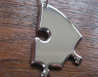 Silver Jigsaw Puzzle Piece Necklace Pendant