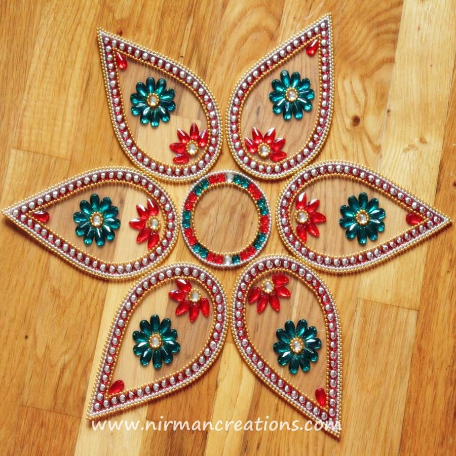 Rangoli floor art Big Pan Dual Colour Stone Red