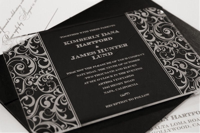 Engraved Acrylic Wedding Invitations Scroll