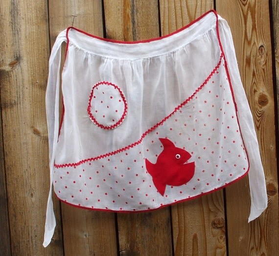 Vintage 50s/60s FISH Apron Fish Fry Anyone