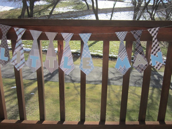 Little Man Baby Shower Birthday Tie Name Banner Il_570xn