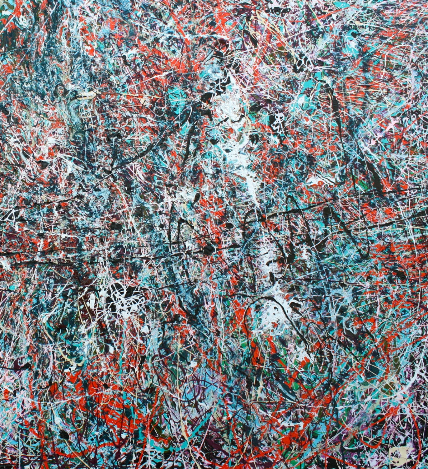 Original Abstract Jackson Pollock Style Action Drip Painting