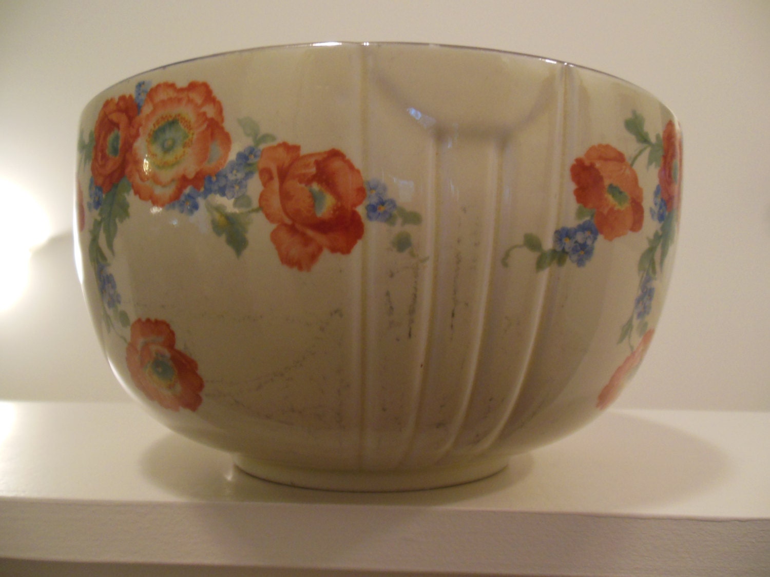 Halls Orange Poppy Large Mixing Bowl Superior Quality