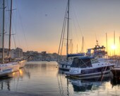 BOAT HARBOR FRANCE Sunset Harbor Photo Print Marseille France BOAT HARBOR FRANCE Sunset Harbor Photo Print Marseille France
