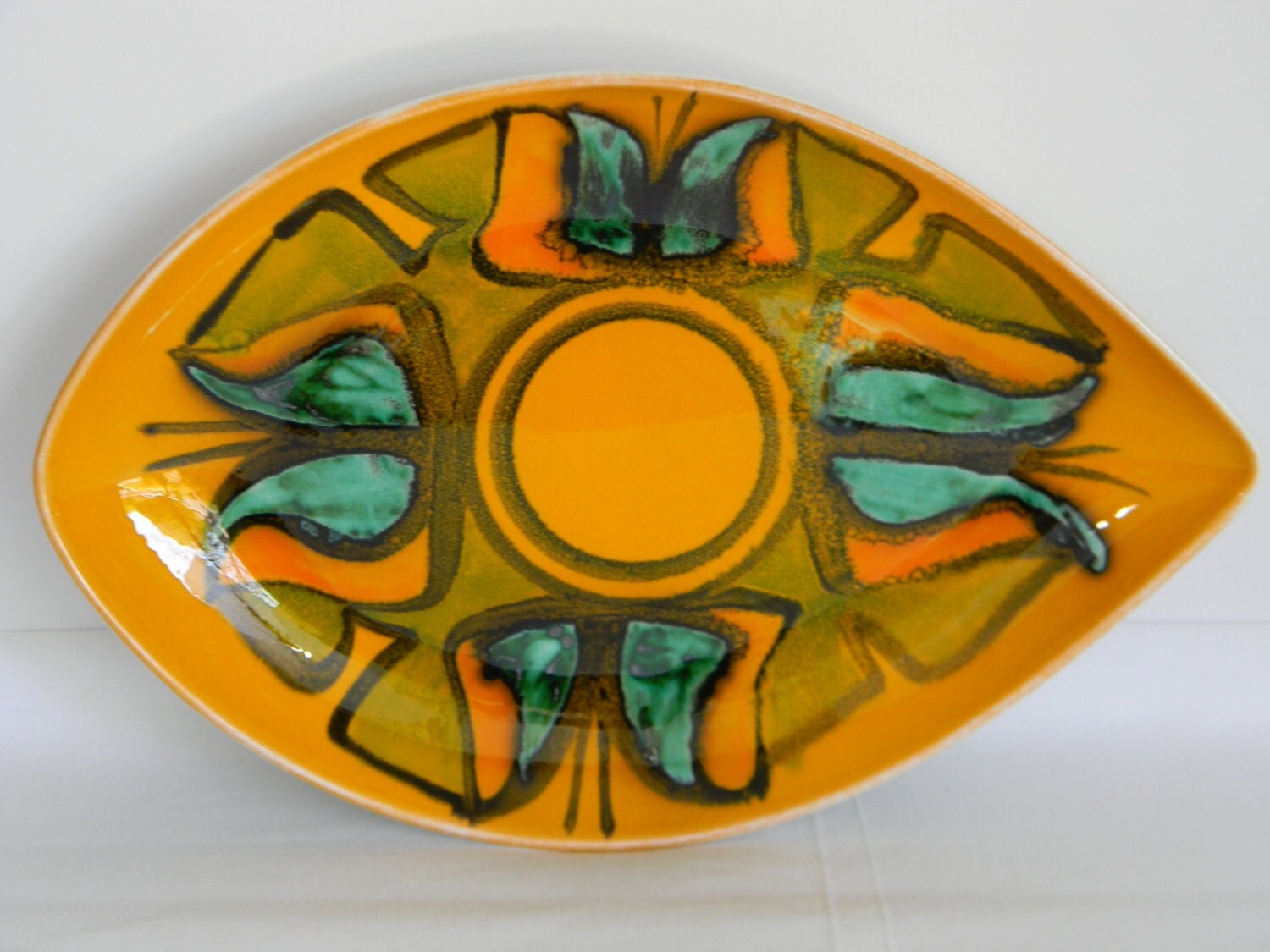 Vintage Poole Pottery Shape 91 Delphis Plate England Abstract Orange