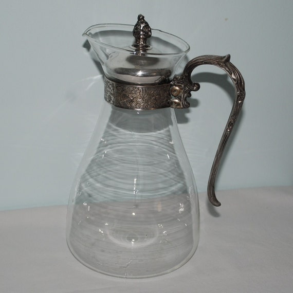 Vintage Coffee Carafe...Glass And Silver by StillWaterTreasures