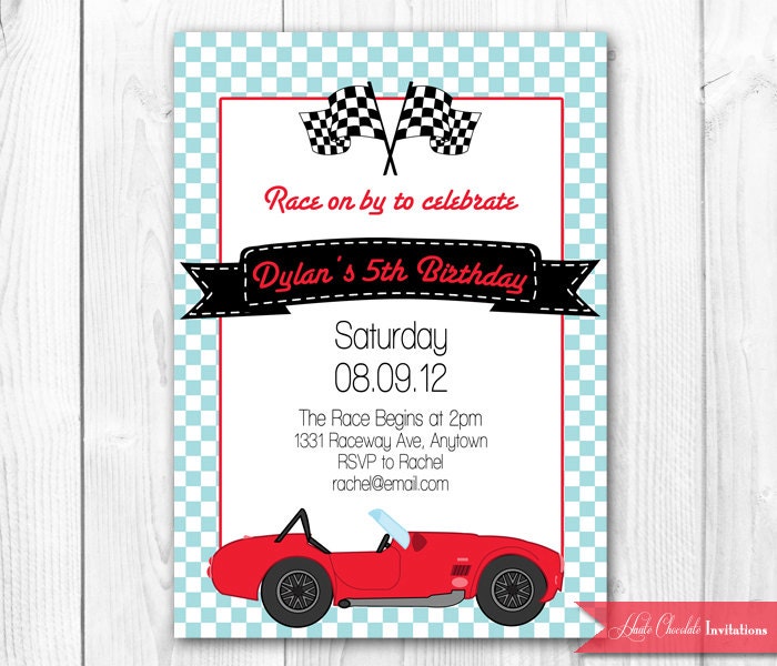 Vintage Race Car Birthday Invitation. Race Car Invitation. DIY