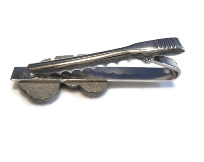 Wagon tie clip - buggy pewter tie clasp on silver tone tie clasp clip