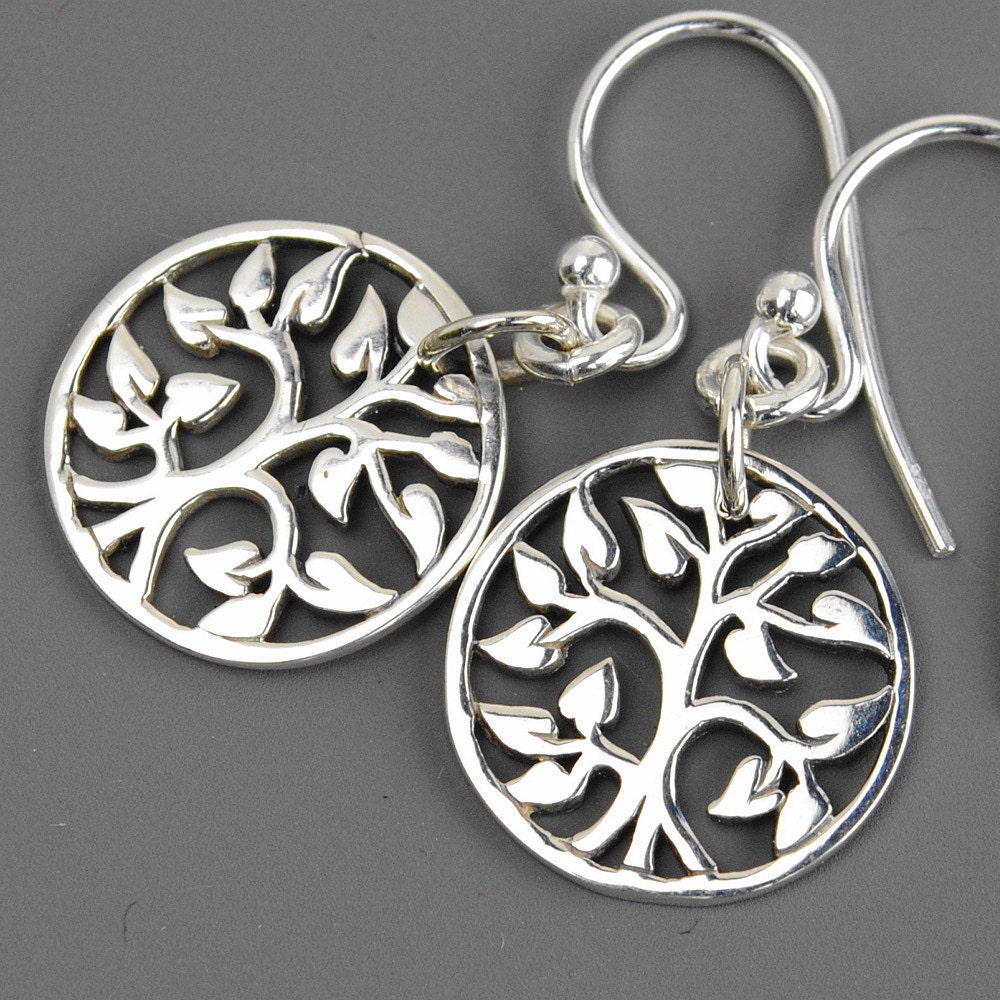 Sterling Silver Tree of Life Earrings Mom Jewelry Silver