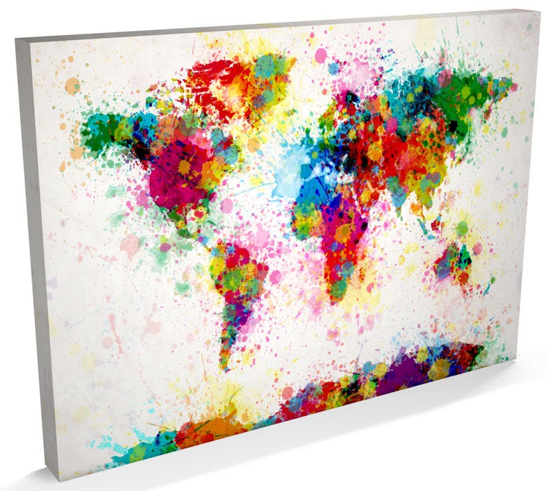 Map Of The World On Canvas zoom