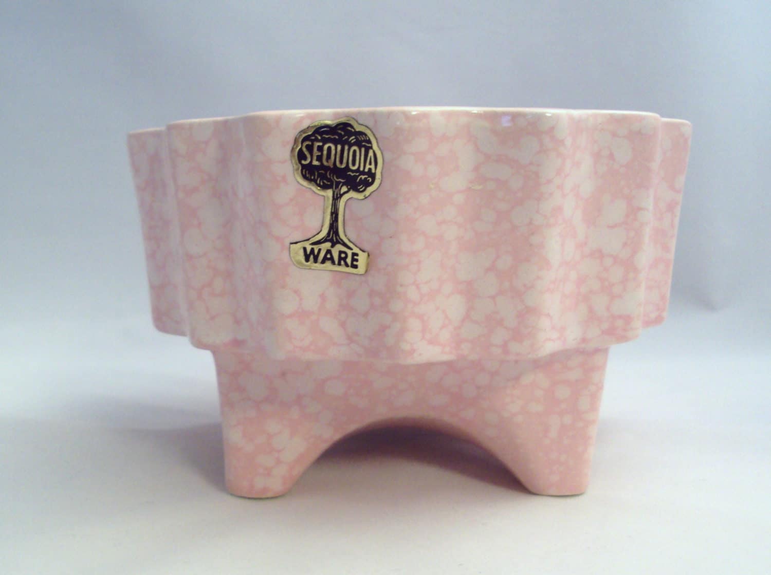 Vintage American Bisque Pottery Sequoia Ware Pink Spatter