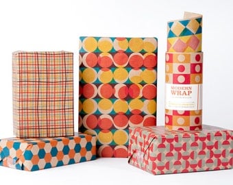 Mid-Century Modern Wrapping Paper / 12 Sheets