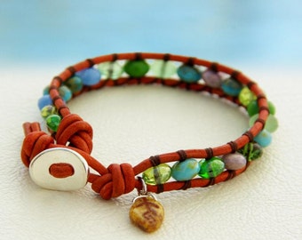 Fall in Love... Leather wrap bracelet... Original OceanBead style.