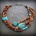 Chunky Turquoise South Western Necklace - Multi Strand Turquoise Statement Necklace - Chunky Strand Necklace
