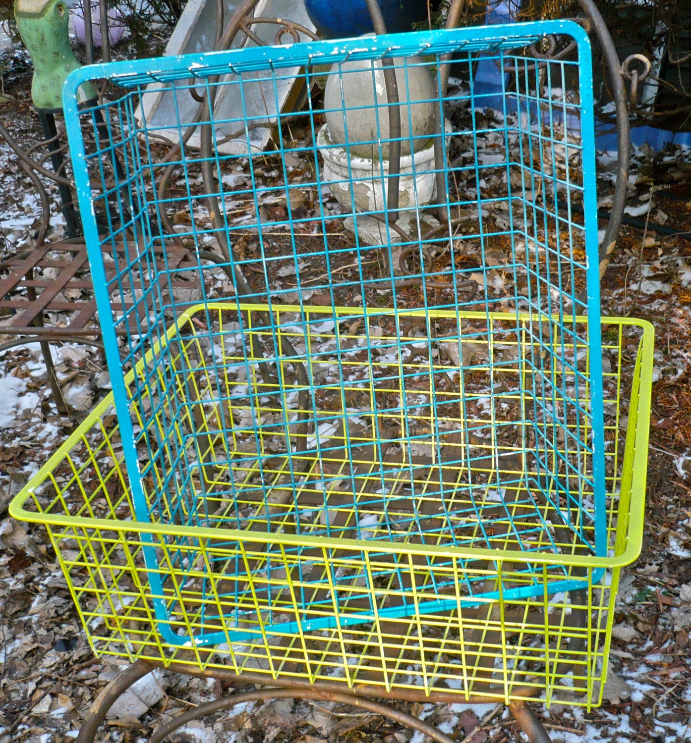 Metal Baskets Bright Color Storage Baskets Two by CasaKarmaDecor