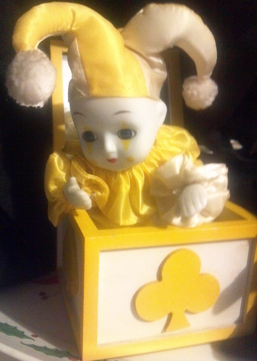 Music Box with porcelain jester clown from San Francisco Music