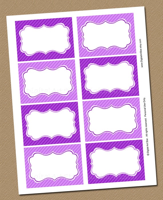 Items similar to Purple Lavender Labels, Tent Cards, Buffet Cards, DIY ...