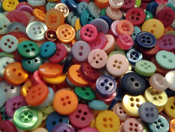 100 Small Assorted Rainbow Colored Buttons by moggyssupplyshop