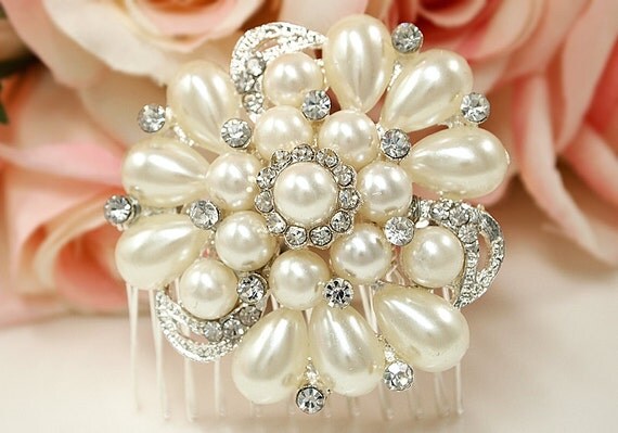 Bridal Hair Comb Rhinestone Pearl Hair Comb Wedding Comb Il_570xn