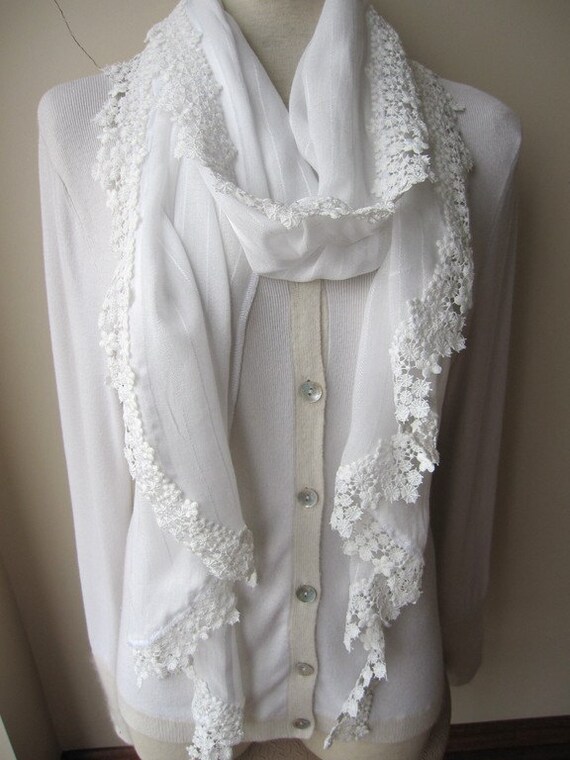 White shawl scarf natural cotton women's scarves long
