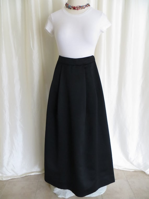 70s long maxi skirt black satin dressy evening formal