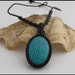 Turquoise Macrame Wrapped Stone Pendant Necklace - Brown Thread