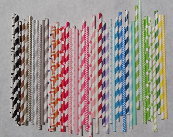 Paper Straws, Pick Your Color, Pack of 50 Il_570xn
