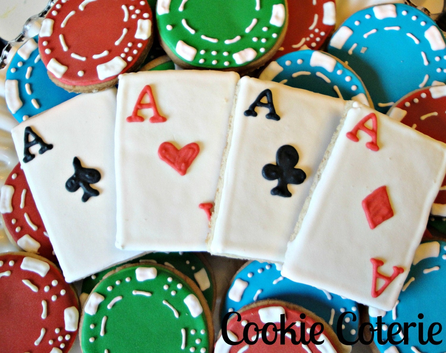 Playing Card Poker Black Jack Casino Decorated Cookies Party