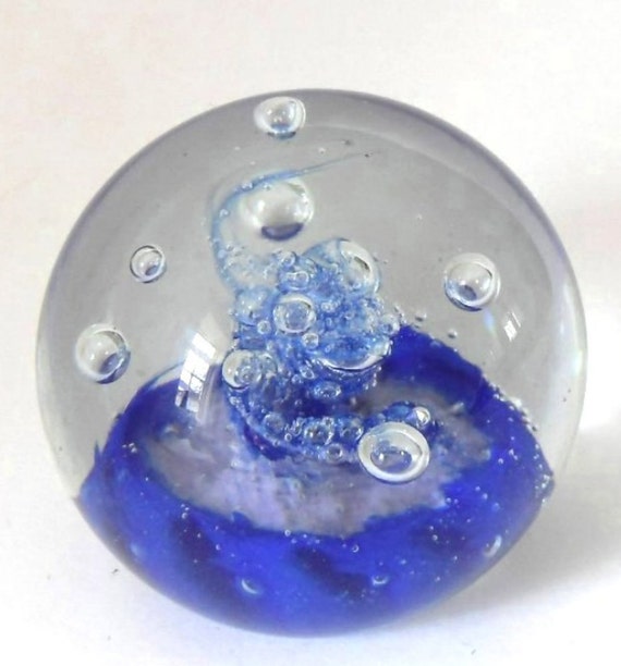 Vintage Caithness Glass Paperweight Tango Blue & by joysofolduk