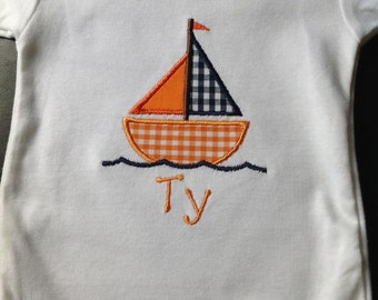 Sailboat Appliqué Long or Short Sleeve Shirt or Onesie